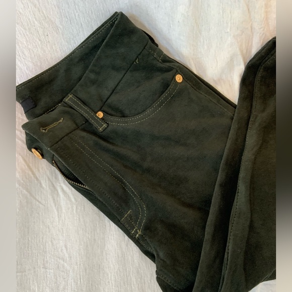 7FAMK Stretch Velvet Legging in Dark Olive Green - Picture 4 of 8